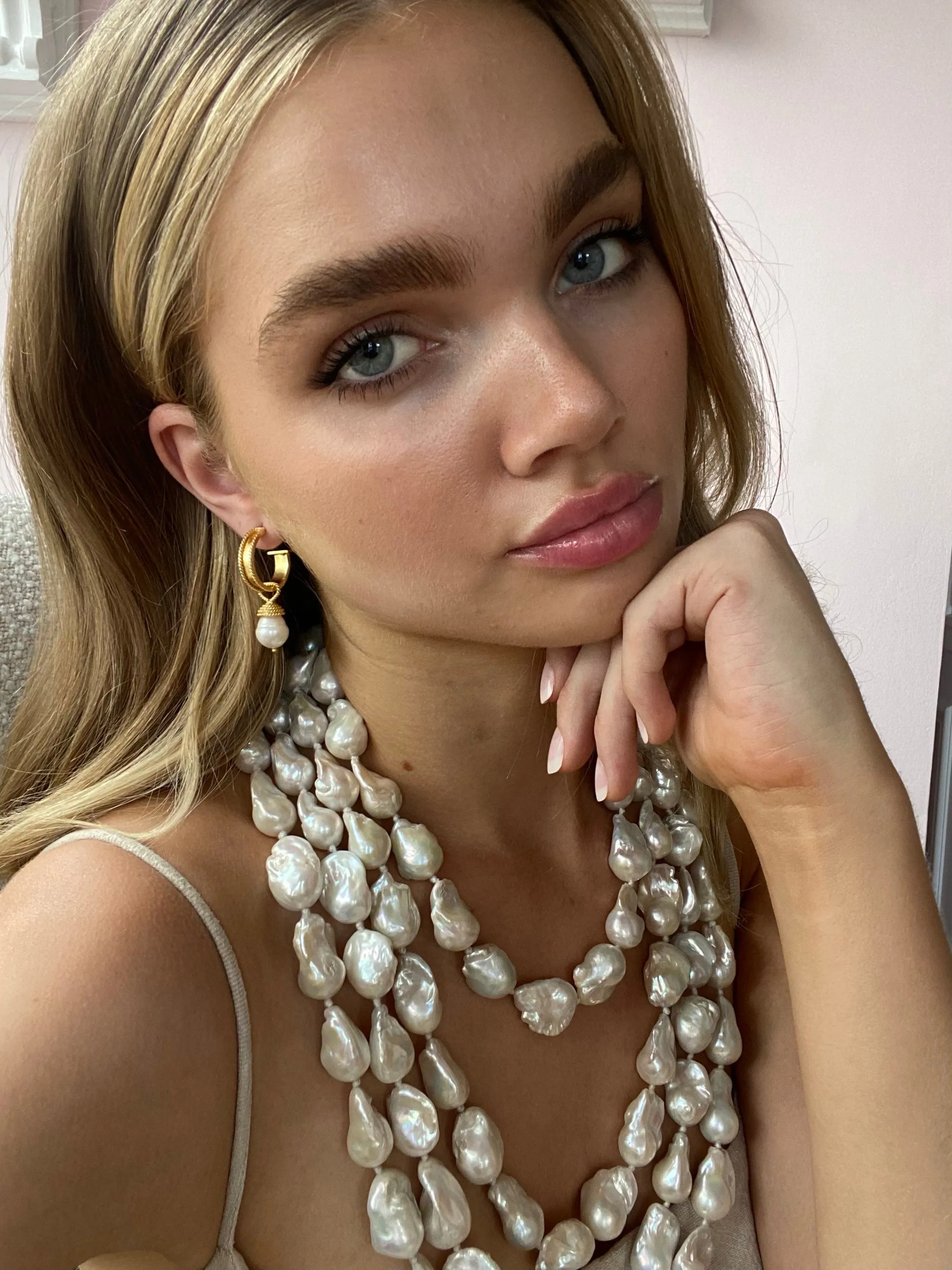 18k Gold Vermeil Natural Baroque Pearl Necklace: The Monica