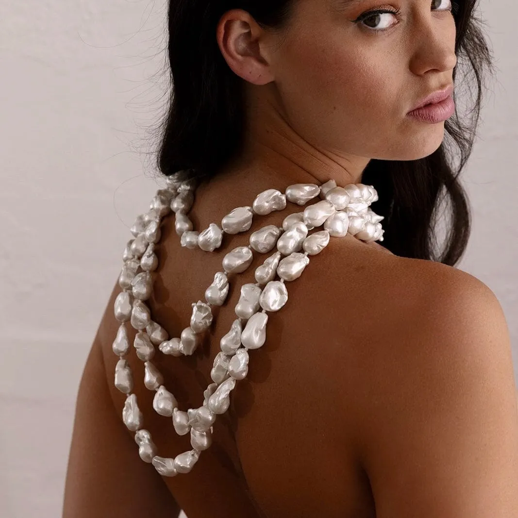 18k Gold Vermeil Natural Baroque Pearl Necklace: The Monica