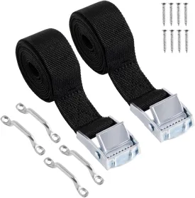 1" x 4ft Battery Tie Down Straps for Boats,Battery Hold Down with Cam Buckle,Stainless Steel Bracket and SS Screws Used for Cooler,Battery Box,Fuel Tank,Luggage Belt,RV