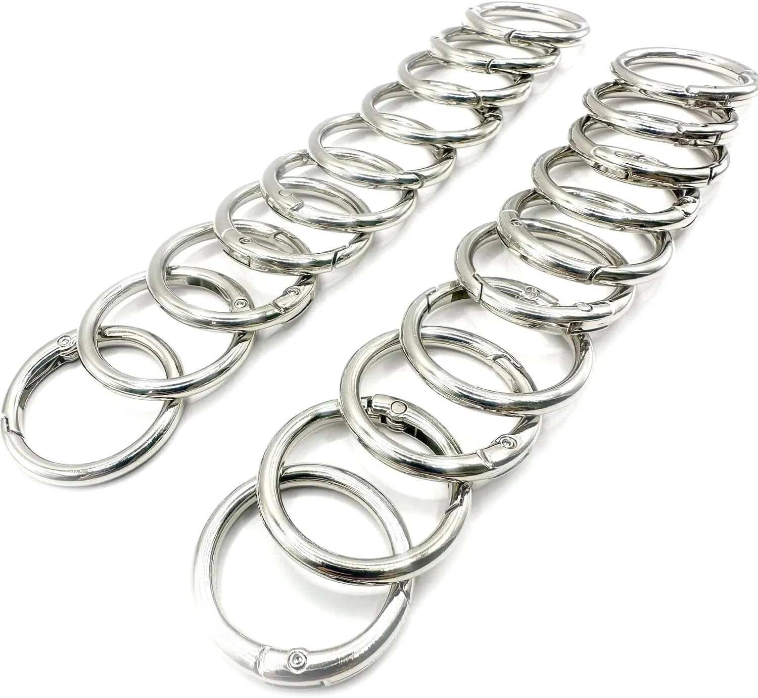 20 Pack 1 Inch Carabiner Clip, Spring O Rings Metal Alloy Purse Clip, Round Keyring Buckle Clips, Small Keychain Hook Clip for Key Bag(Silver)