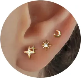 20G/18G/16G Threadless Flat Back Earrings Tiny Nose Stud, Cartilage Tragus Helix Stud Conch Piercing Jewelry
