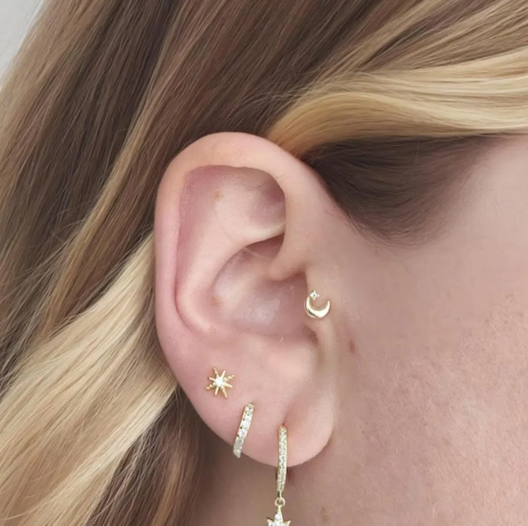 20G/18G/16G Threadless Flat Back Earrings Tiny Nose Stud, Cartilage Tragus Helix Stud Conch Piercing Jewelry