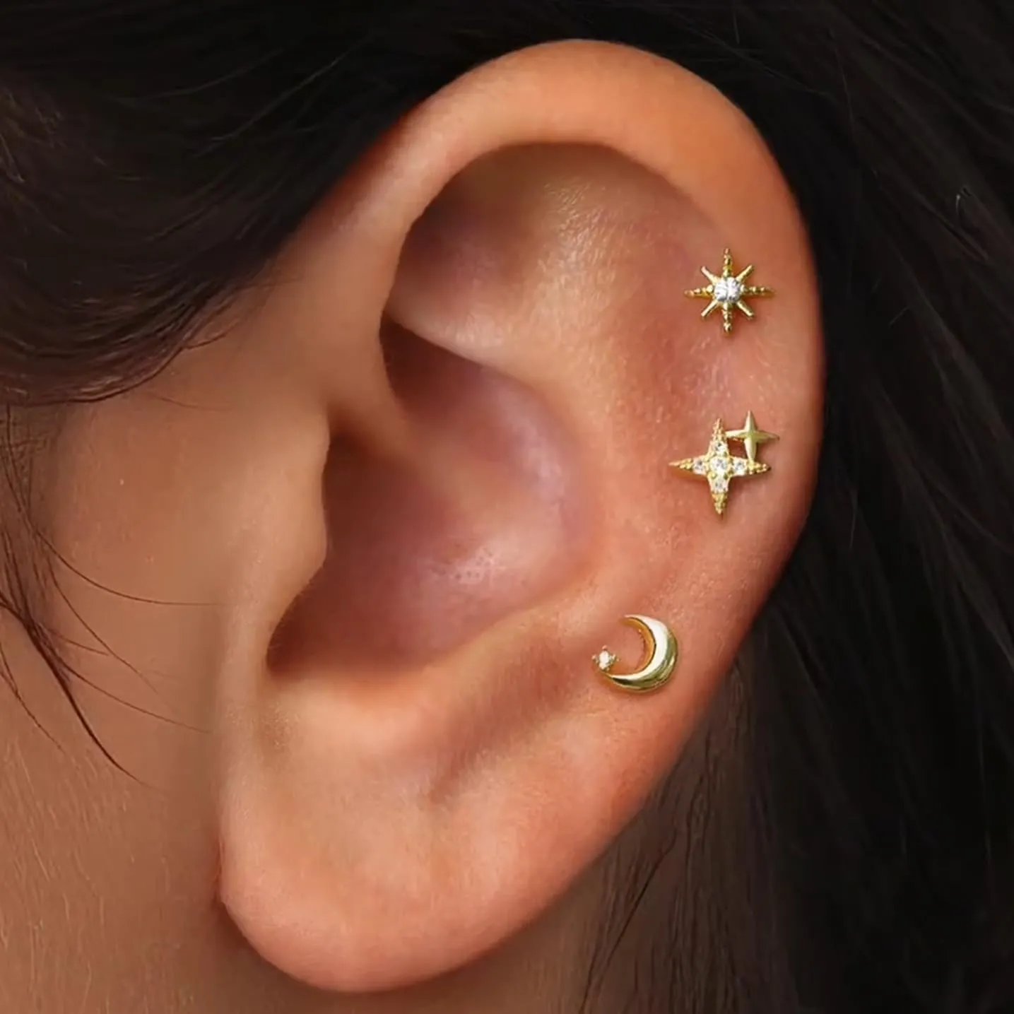 20G/18G/16G Threadless Flat Back Earrings Tiny Nose Stud, Cartilage Tragus Helix Stud Conch Piercing Jewelry