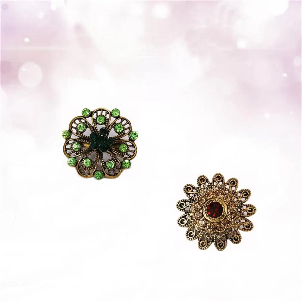 24pcs Lot Rhinestone Crystal Flower Brooches Pin Set