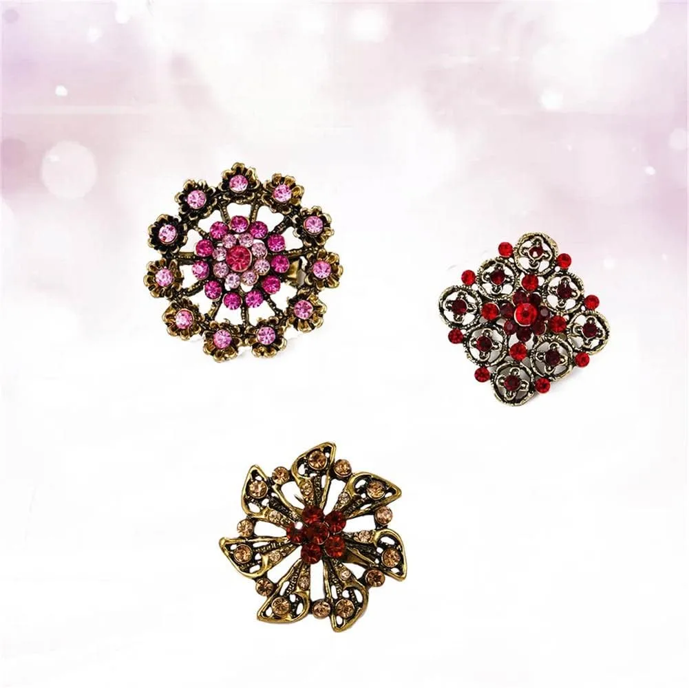24pcs Lot Rhinestone Crystal Flower Brooches Pin Set