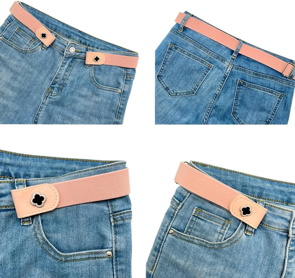 4 Pieces Buckle Free Stretch Belt Comfortable Invisible Elastic Belt Adjustable Belt