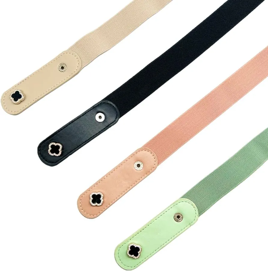4 Pieces Buckle Free Stretch Belt Comfortable Invisible Elastic Belt Adjustable Belt