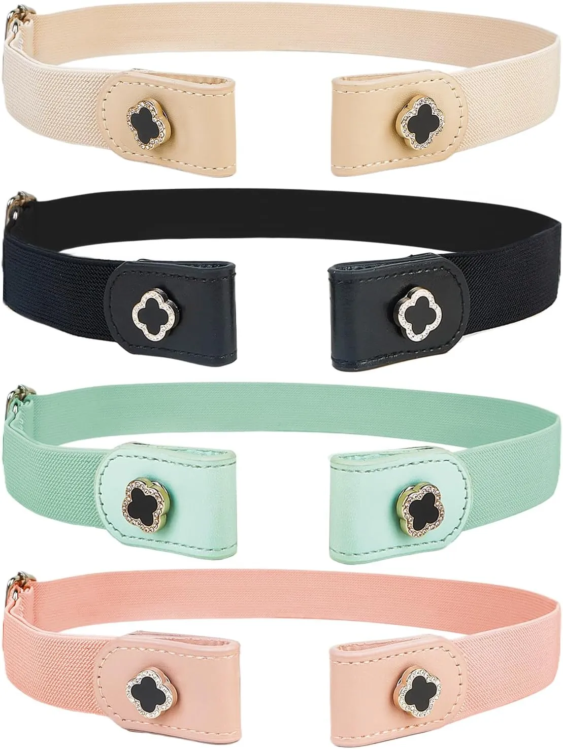 4 Pieces Buckle Free Stretch Belt Comfortable Invisible Elastic Belt Adjustable Belt