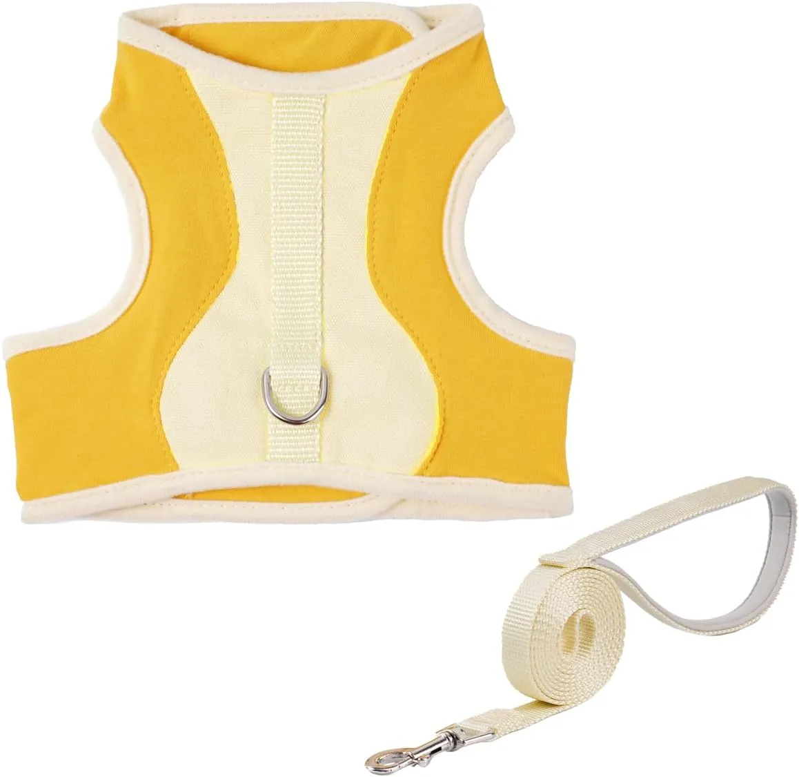 Adjustable Cat Wrap Harness with 6ft Leash Soft Breathable Cat Walking Harness Leads (Yellow, Medium)