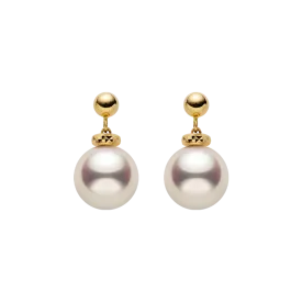Akoya Pearl 18K Gold Italian Casual Style Stud Earrings