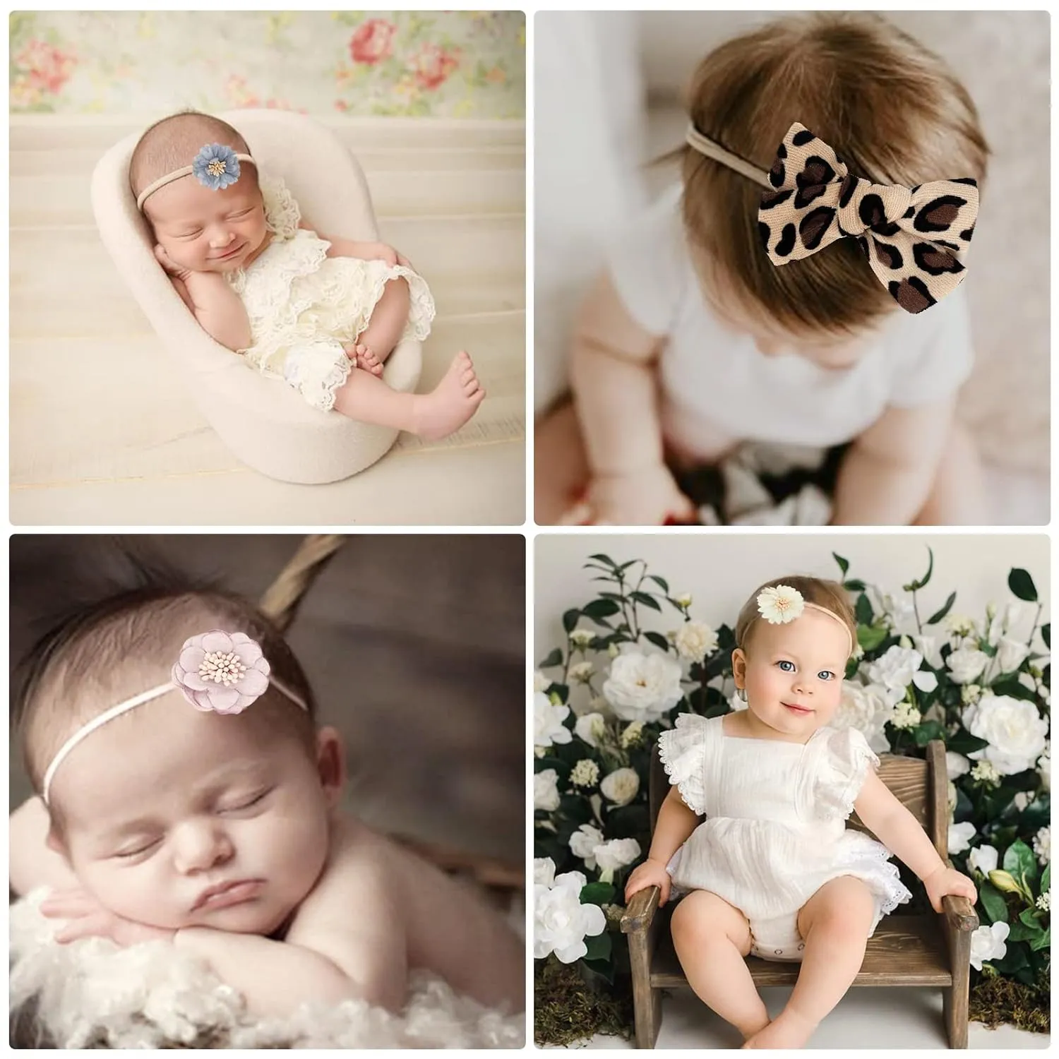 Baby Girl Headbands with Bows Soft Nylon Newborn Toddler Hairbands Handmade Baby Hair Accessories for Infant Girls Kids