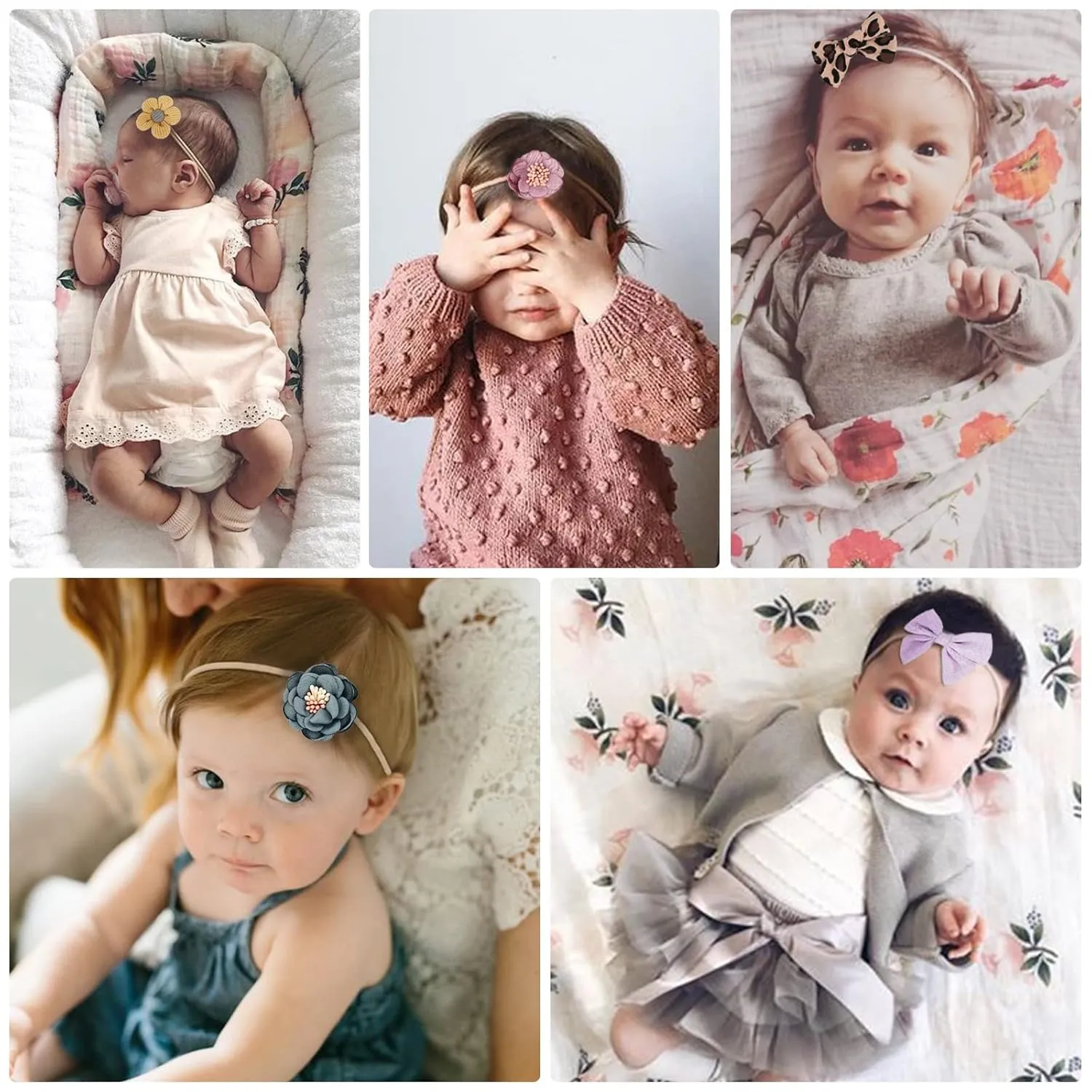 Baby Girl Headbands with Bows Soft Nylon Newborn Toddler Hairbands Handmade Baby Hair Accessories for Infant Girls Kids
