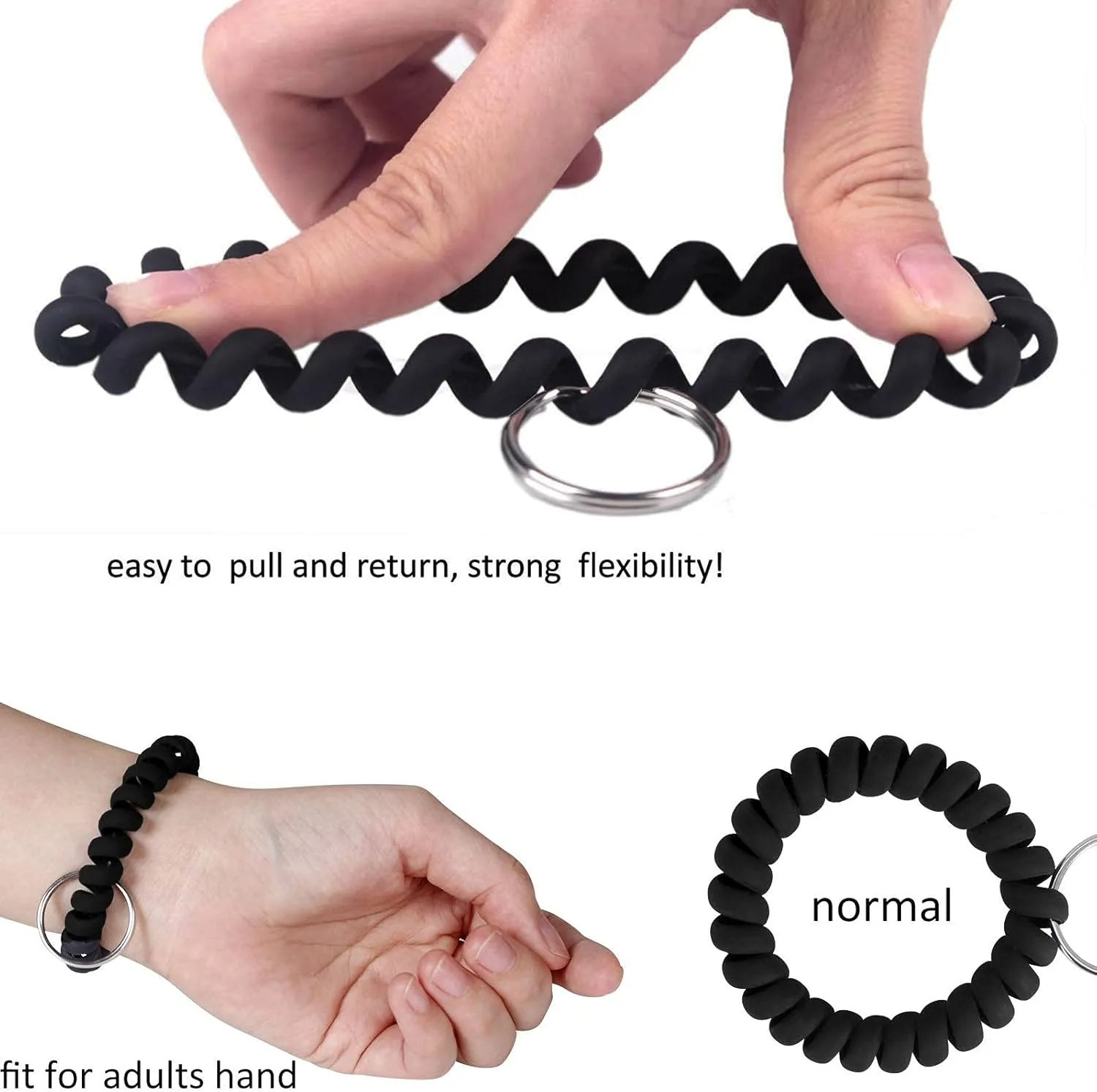 BIHRTC Wrist Key Chain Spring Flexible Spiral Wrist Coil Sauna Keychain