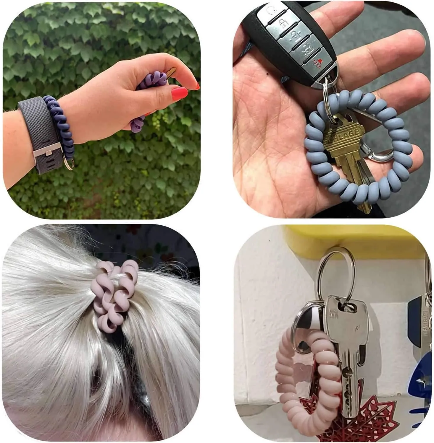 BIHRTC Wrist Key Chain Spring Flexible Spiral Wrist Coil Sauna Keychain