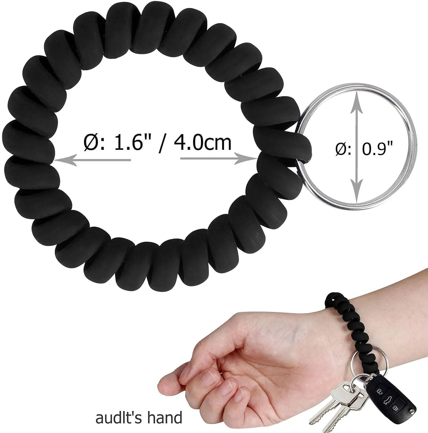 BIHRTC Wrist Key Chain Spring Flexible Spiral Wrist Coil Sauna Keychain