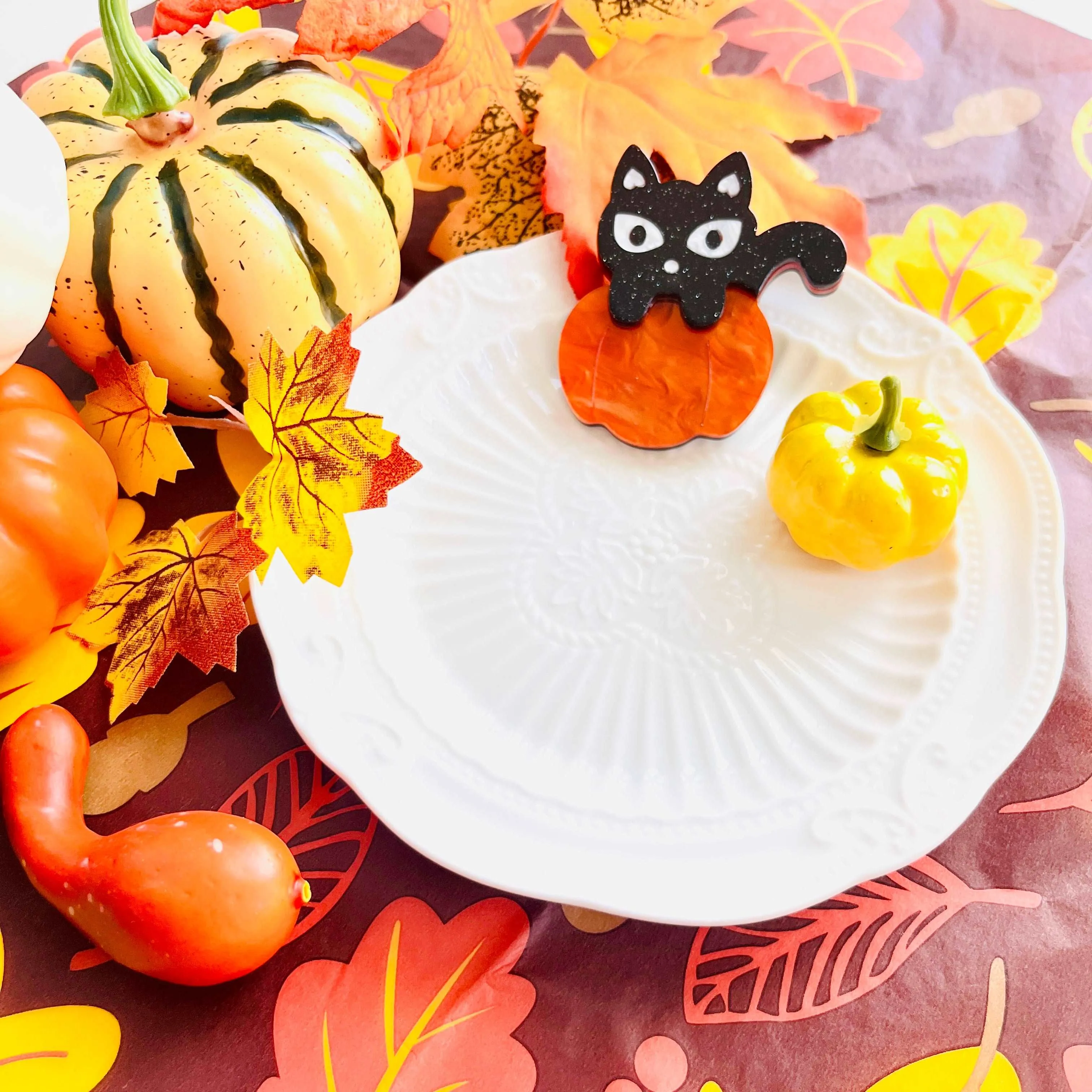 Black Cat In Pumpkin Brooch