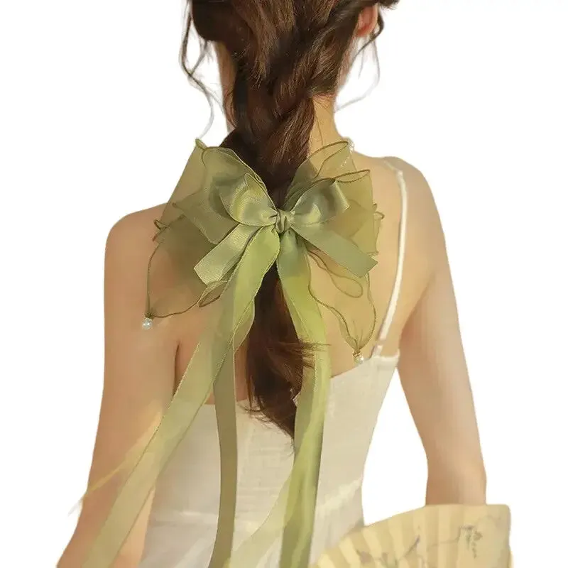 Bow Clip Pearl Black Hair Hairpin