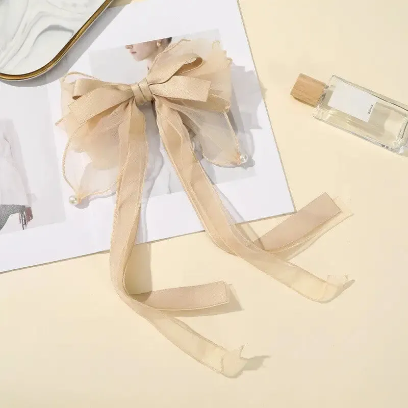 Bow Clip Pearl Black Hair Hairpin
