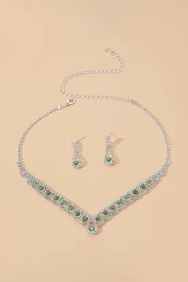 Braided Rhinestone Clavicle Necklace And Earrings Set