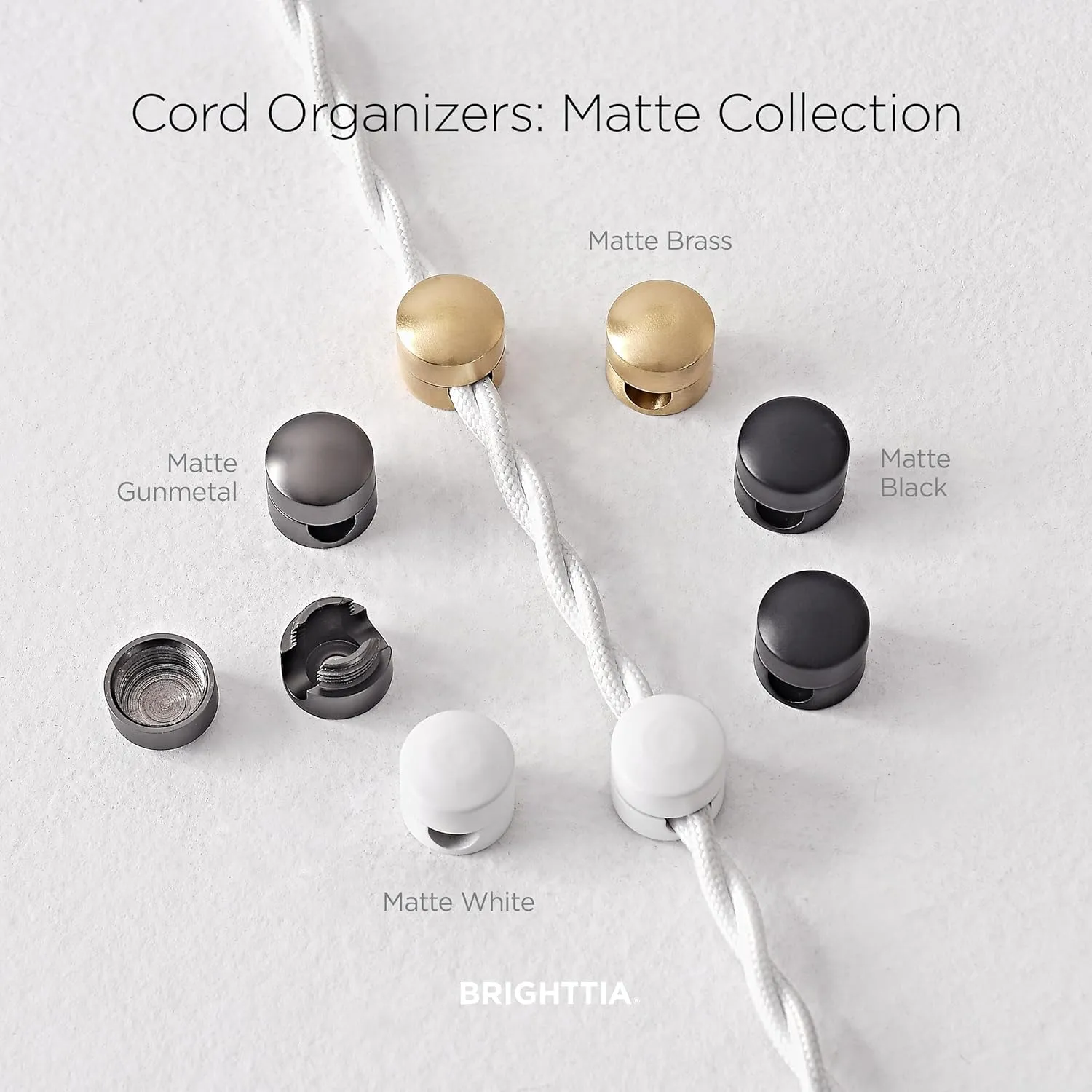 Cable Clips - Premium Brass Cord Management for Home, Office & Car - Multipurpose Wire Holder Organizer - Sleek & Durable Design - Ideal Gift for Men, Women & Students - 4-Pack (Matte Brass)