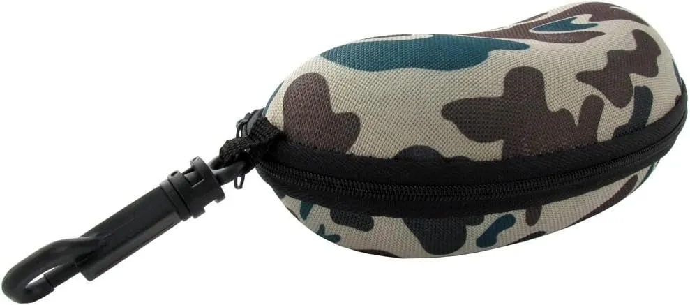 Calabria Camouflage Clip On Zipper Hard Shell Eyeglasses Case Travel Sport Glasses Carrying Pouch Belt Hook Sunglass Storage