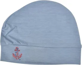 Chemo Beanie Sleep Cap with Red Stud Anchor Applique
