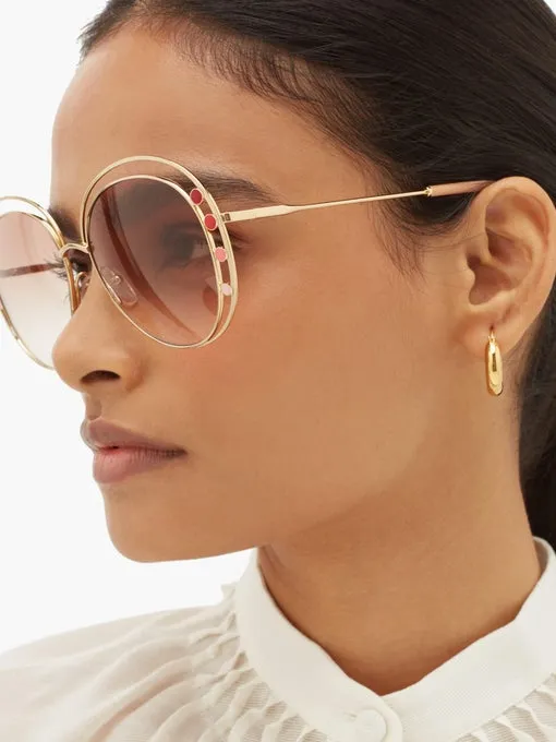 Chloe Large Oversized Round Sunglasses with Enamel Detail CE 169S