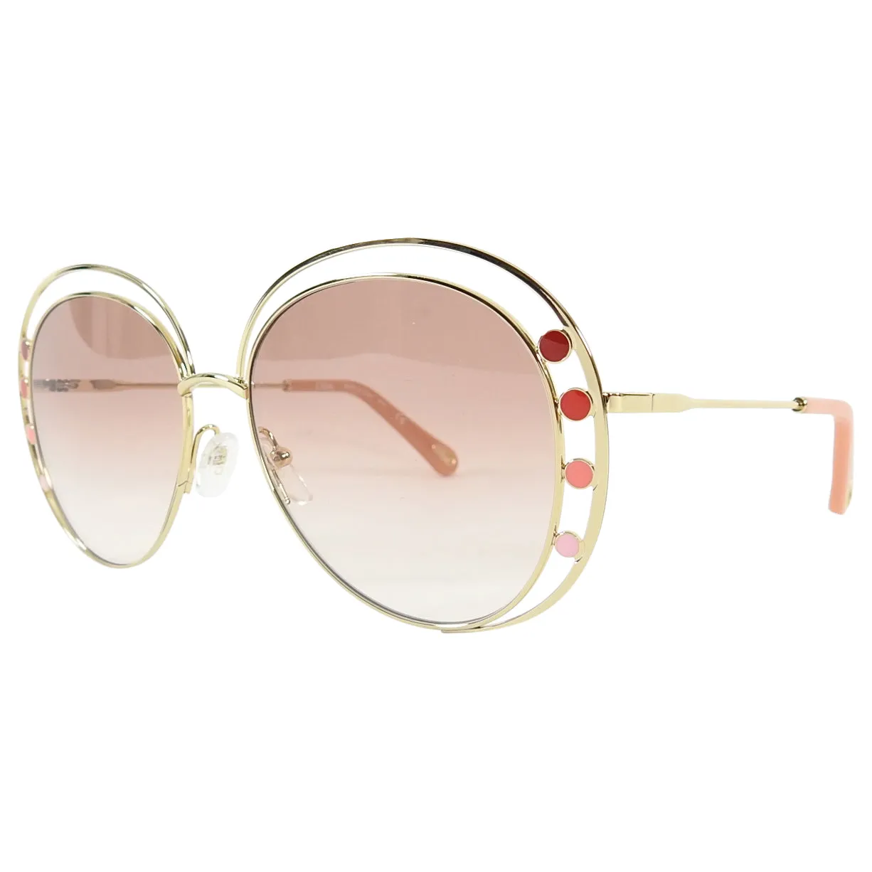 Chloe Large Oversized Round Sunglasses with Enamel Detail CE 169S
