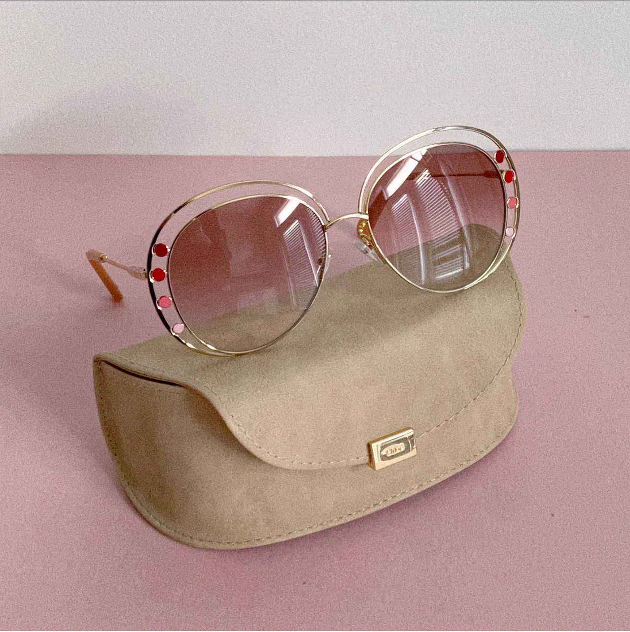 Chloe Large Oversized Round Sunglasses with Enamel Detail CE 169S