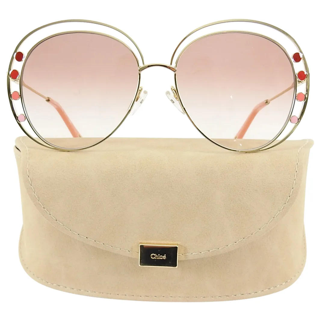 Chloe Large Oversized Round Sunglasses with Enamel Detail CE 169S