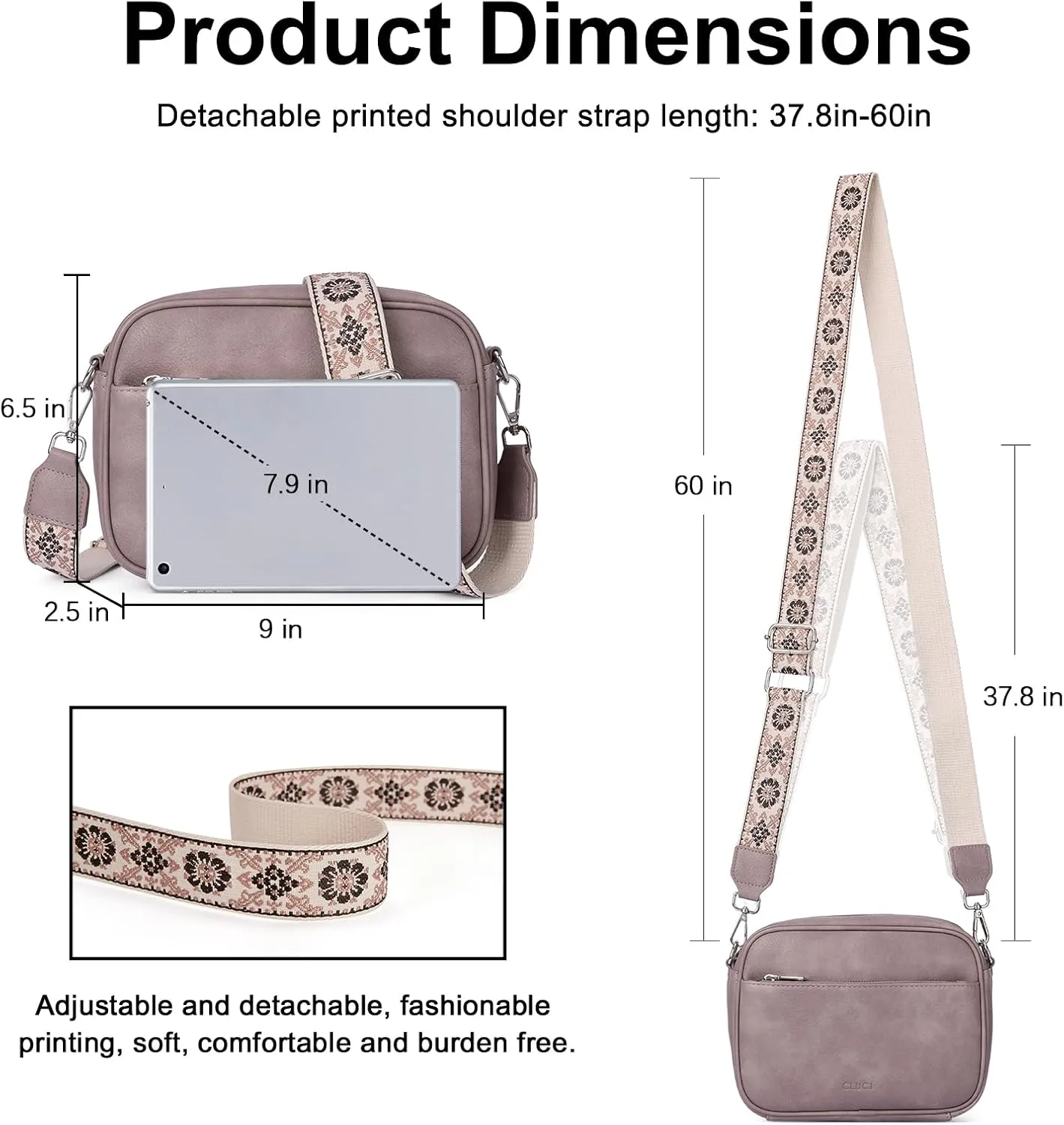 CLUCI Crossbody Bags for Women, Vegan Leather Shoulder HandbagsPurses for Women with Adjustable Wide Strap