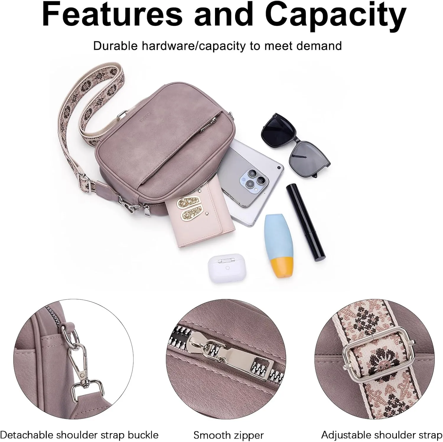 CLUCI Crossbody Bags for Women, Vegan Leather Shoulder HandbagsPurses for Women with Adjustable Wide Strap