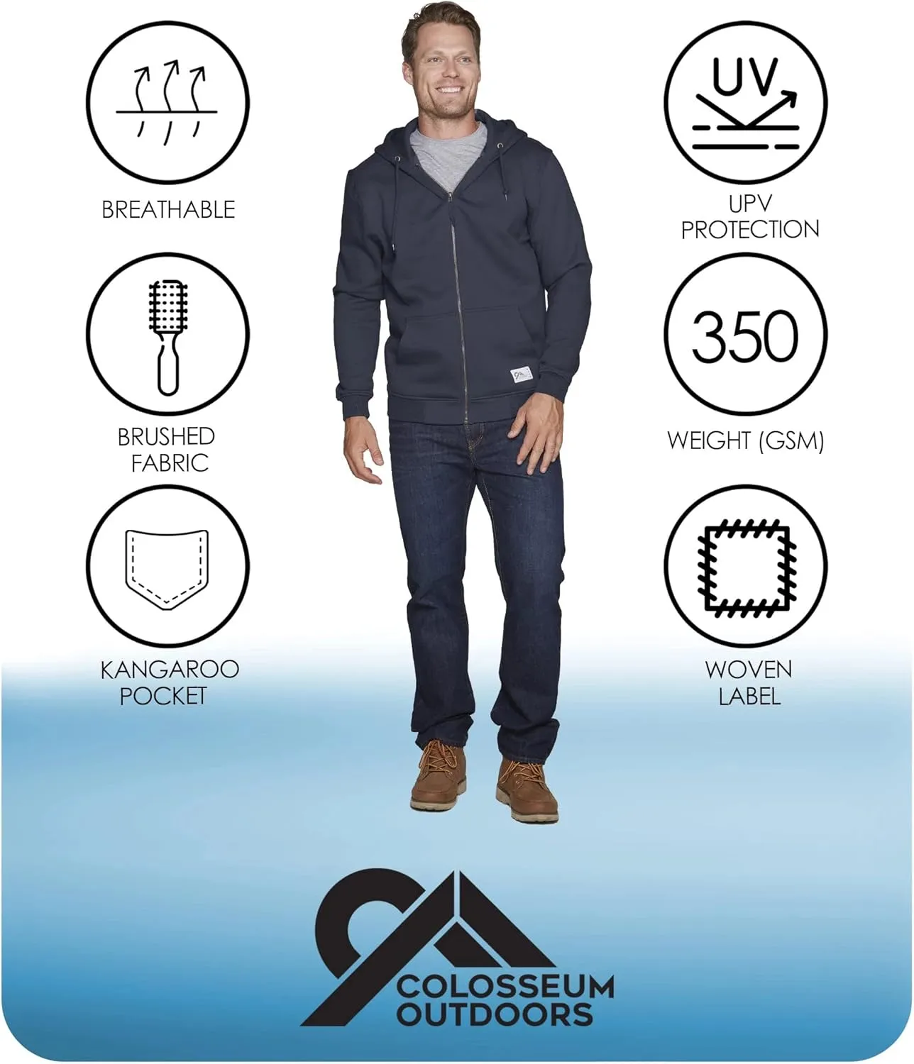 COLOSSEUM Outdoors Men's Brooks Super Heavyweight Workwear Full Zip Hoodie