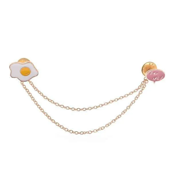 Cute Egg Cat Moon Rabbit Chain Brooch
