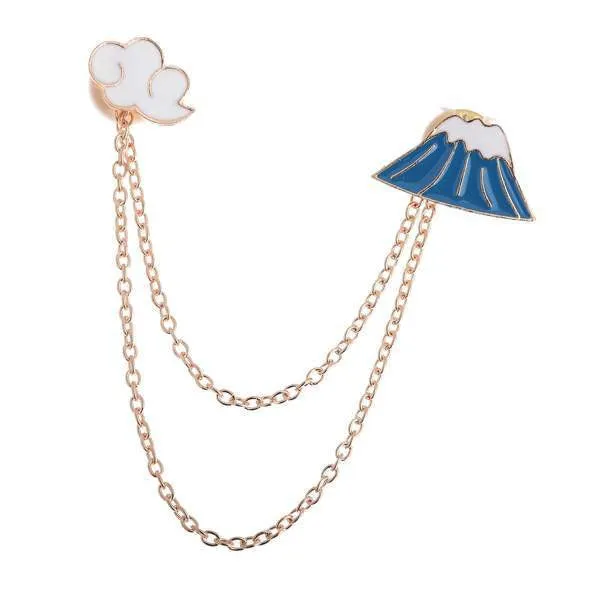 Cute Egg Cat Moon Rabbit Chain Brooch
