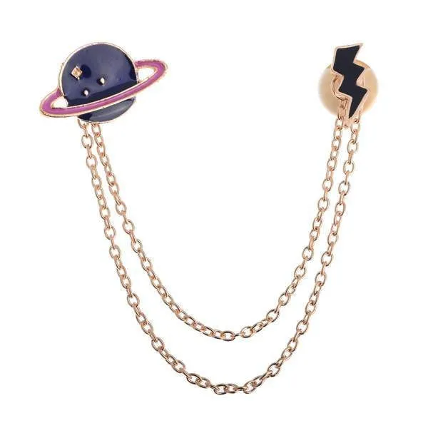 Cute Egg Cat Moon Rabbit Chain Brooch