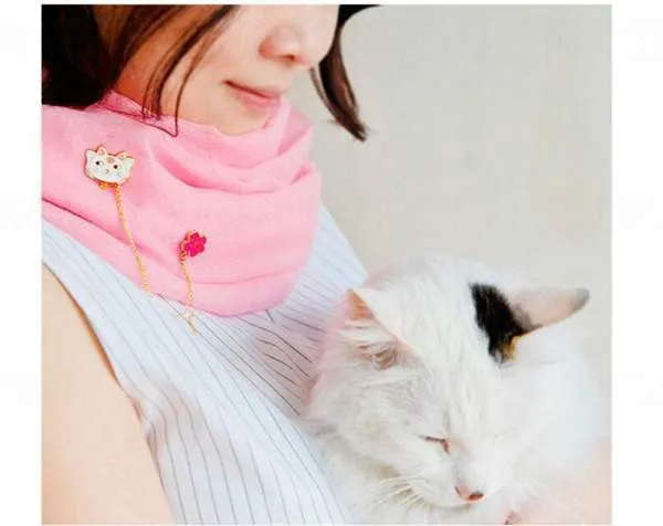 Cute Egg Cat Moon Rabbit Chain Brooch