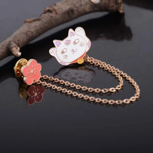 Cute Egg Cat Moon Rabbit Chain Brooch