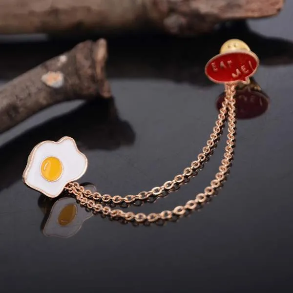 Cute Egg Cat Moon Rabbit Chain Brooch