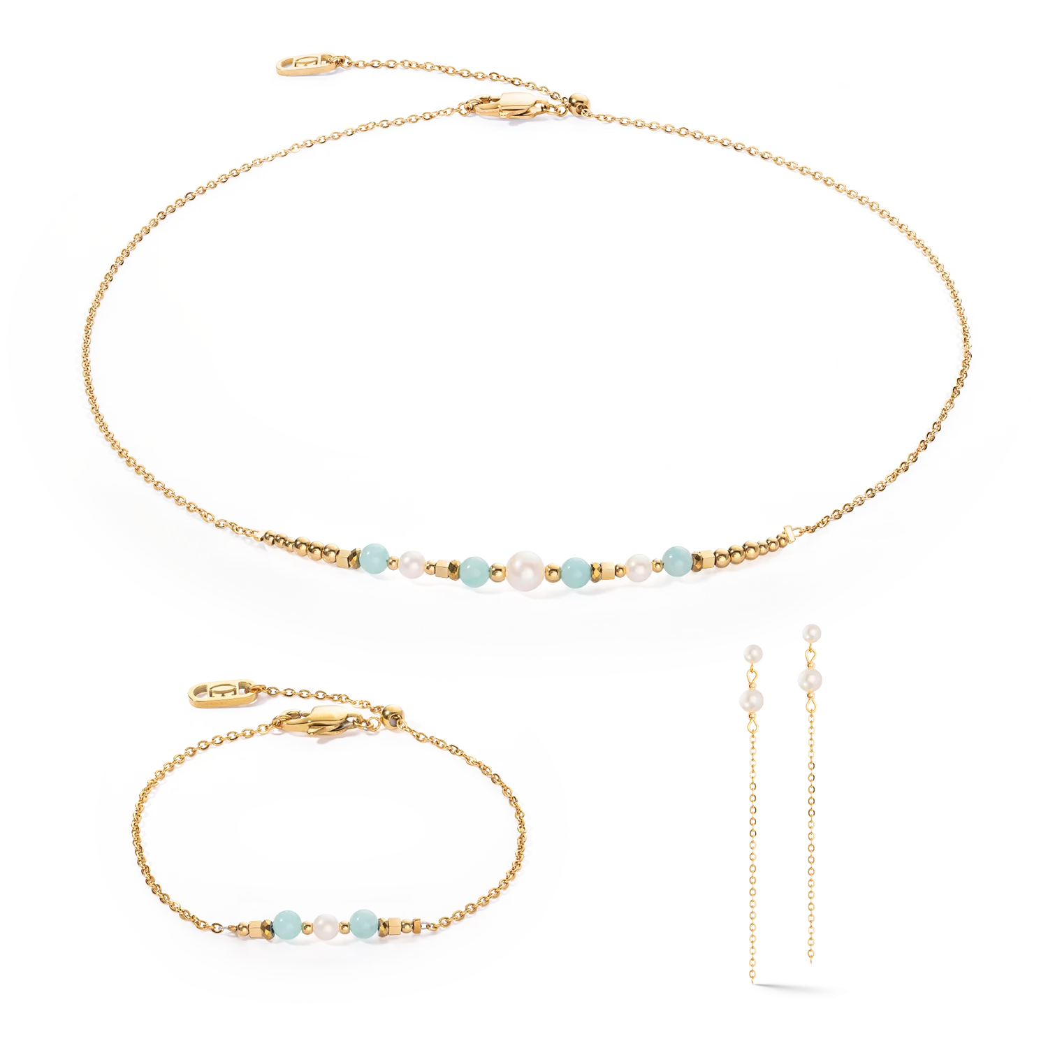 Earrings Princess Pearls gold-green