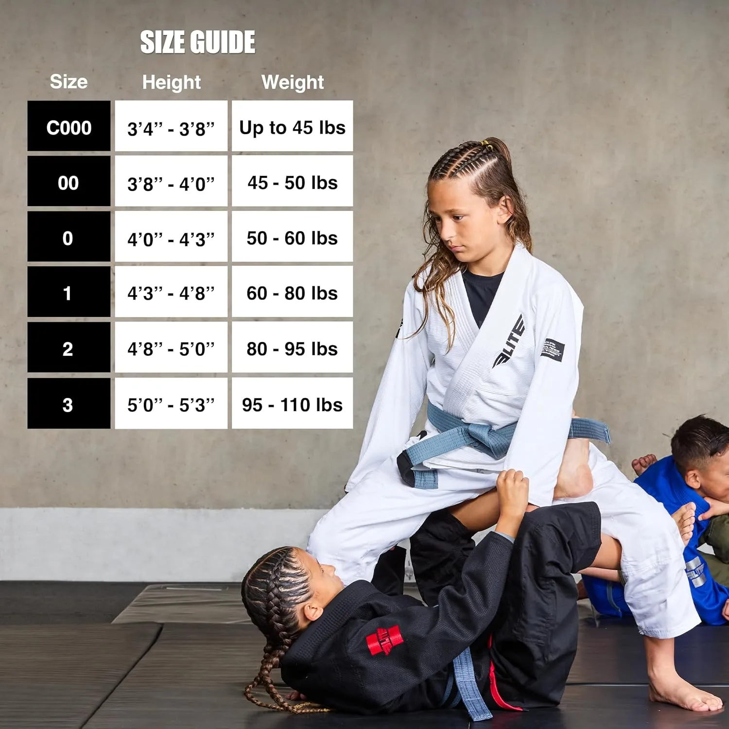 Elite Sports IBJJF Ultra Light BJJ Brazilian Jiu Jitsu Gi for Kids with Preshrunk Fabric and Free Belt