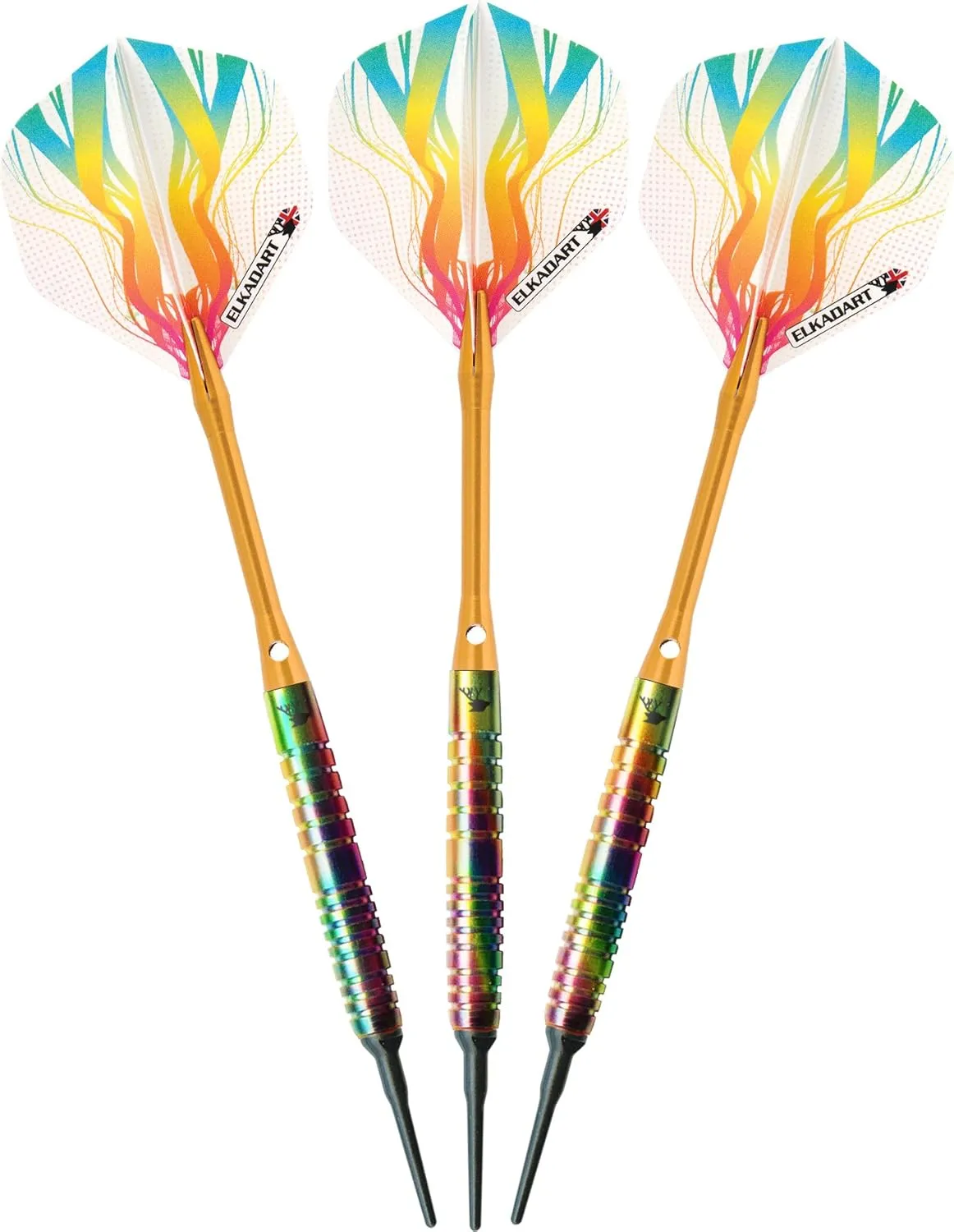 Elkadart Rainbow 90% Tungsten Soft Tip Darts with Storage/Travel Case