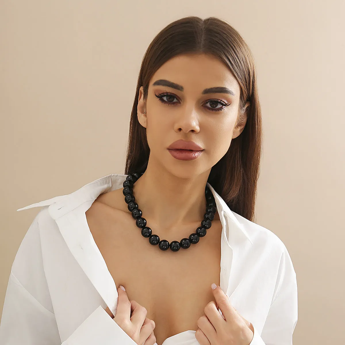 Exaggerated Colorful Acrylic Beaded Necklace for Women with Simple Ins Wind Beads