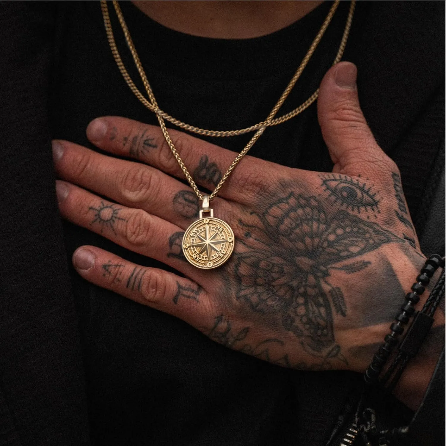 Forge & Foundry Men's Religious Pendant with 21" Extendable Necklace Chain - Compass | Saint Michael | Saint Christopher Pendant