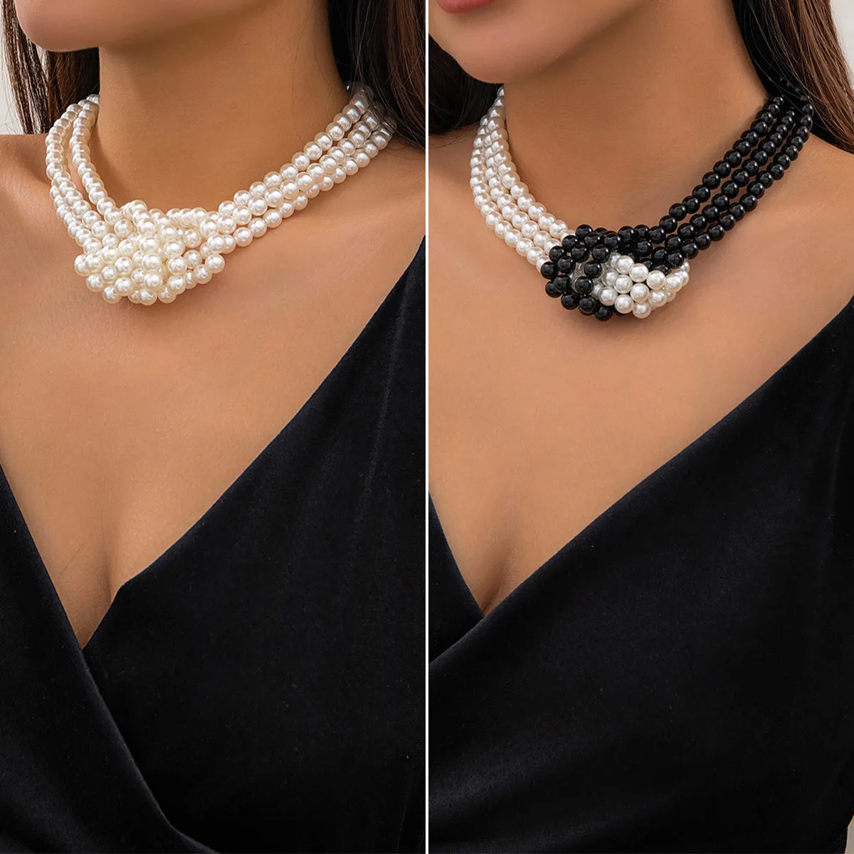 French Beaded Multi-layer Pearl Necklace from Vienna Verve