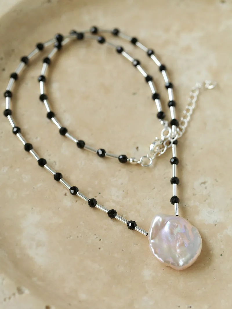 French Large Petal Baroque Stitching Beaded Clavicle Necklace