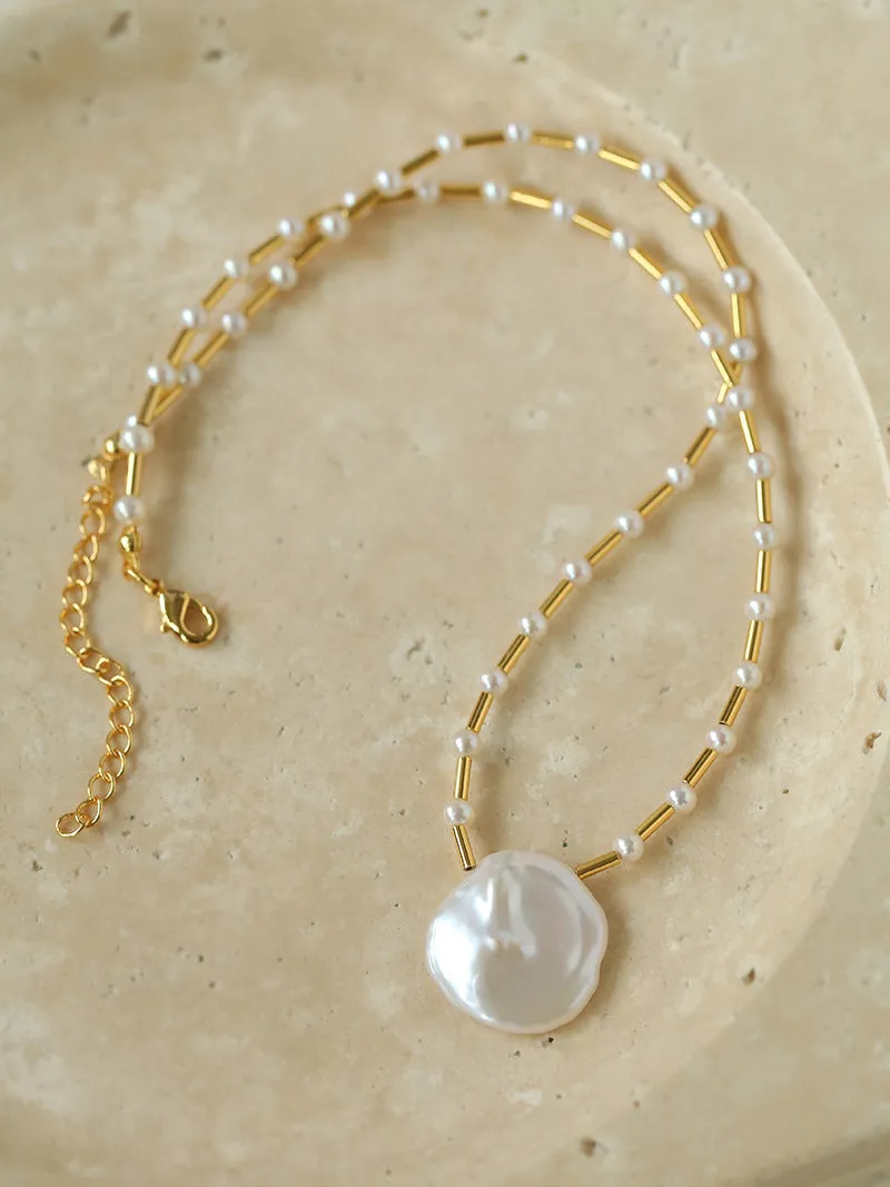 French Large Petal Baroque Stitching Beaded Clavicle Necklace