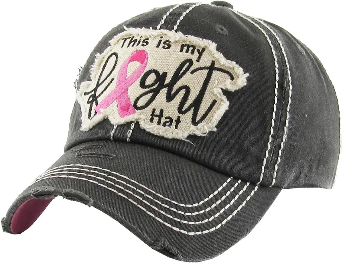Funky Junque Breast Cancer Awareness Ribbon Baseball Cap Dad Hat for Women