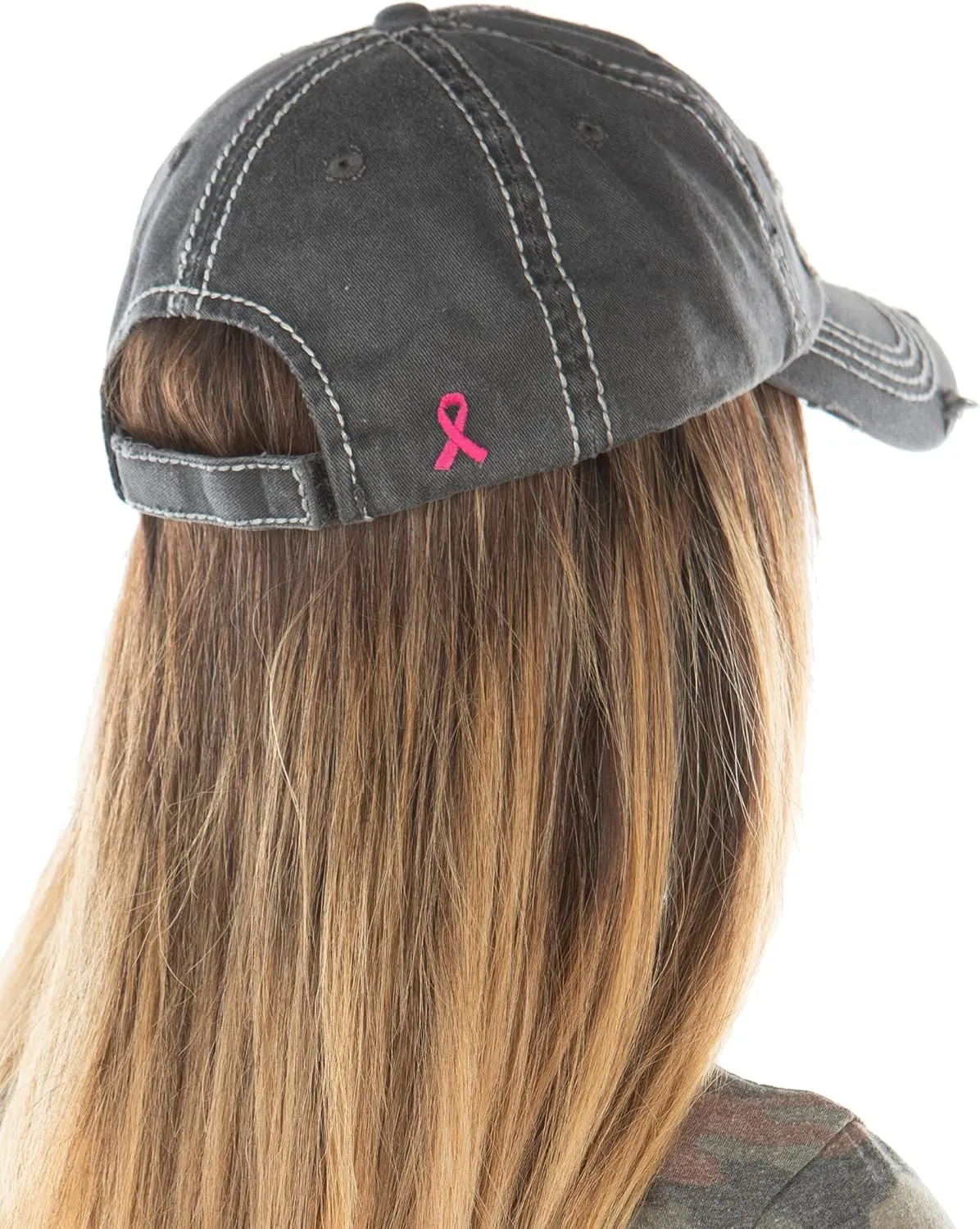 Funky Junque Breast Cancer Awareness Ribbon Baseball Cap Dad Hat for Women