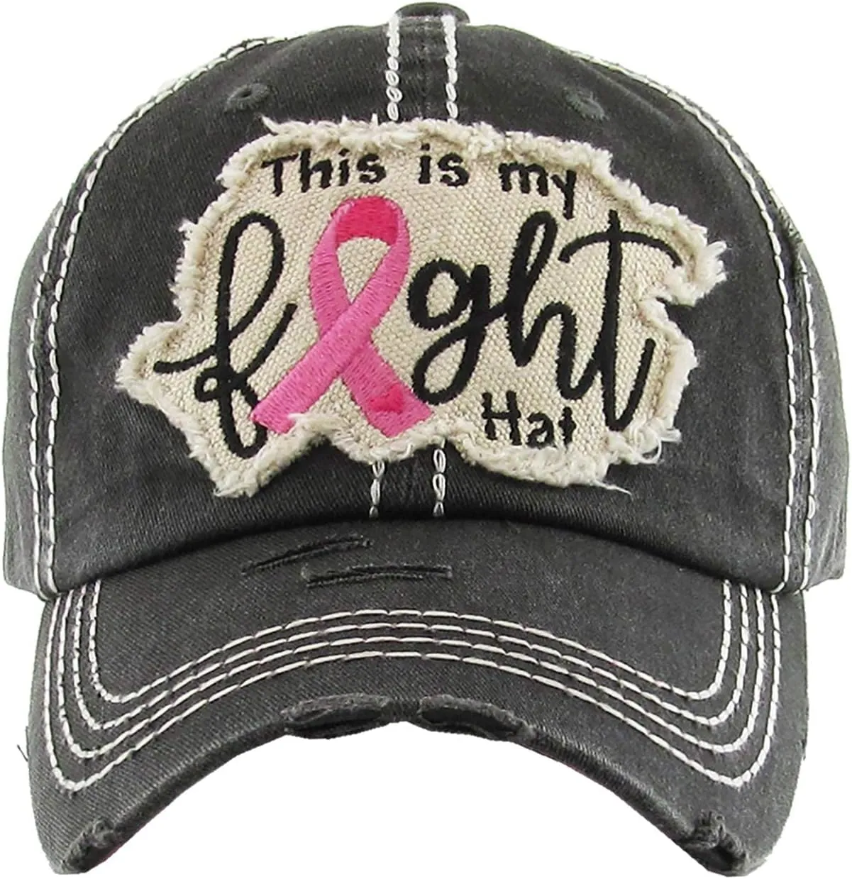 Funky Junque Breast Cancer Awareness Ribbon Baseball Cap Dad Hat for Women